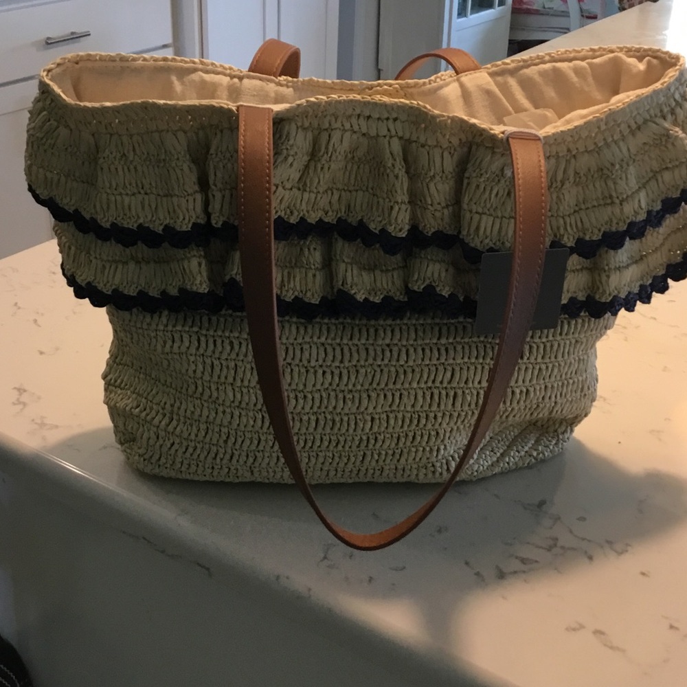 Darling Ruffled Straw Haute Hippie bag